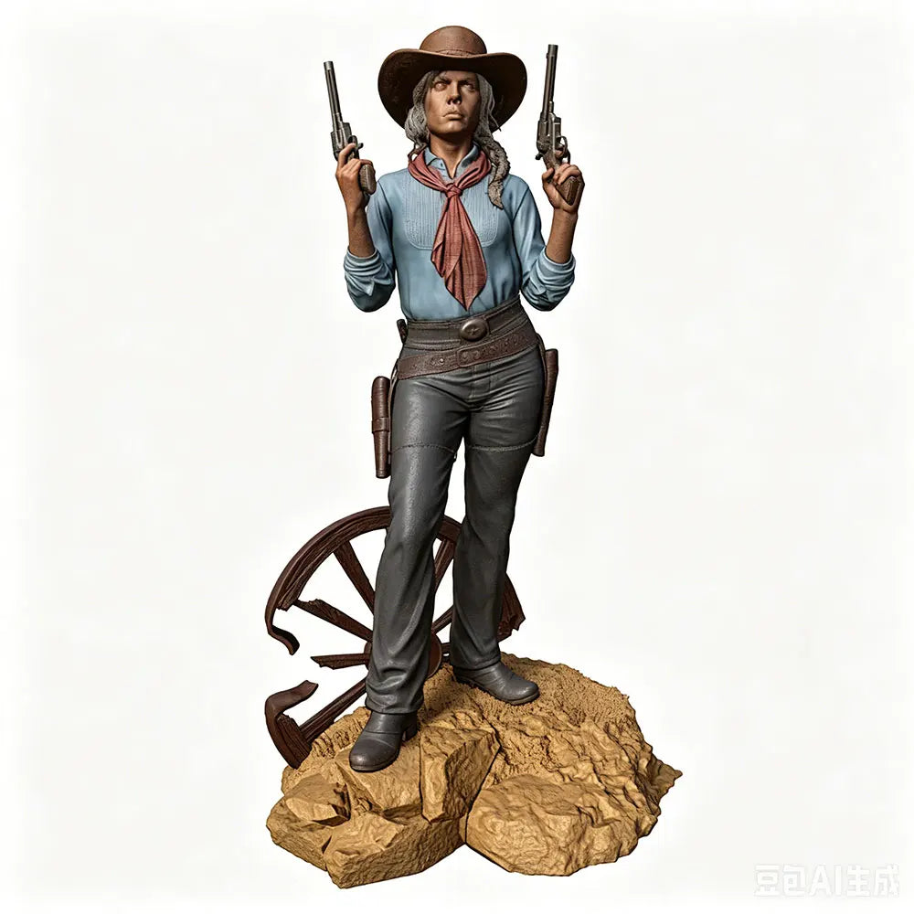1/24 Western Gunslinger with Dual Revolvers, Resin Model Figure Kit, Unassembled and Unpainted
