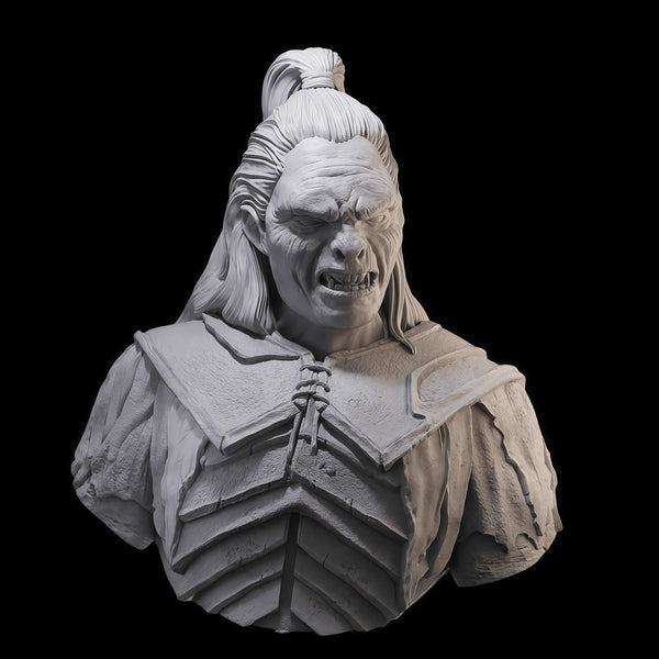 1/10 Armored Barbarian with Ridged Breastplate, Resin Model Bust Kit, Fantasy Theme, Unassembled and Unpainted
