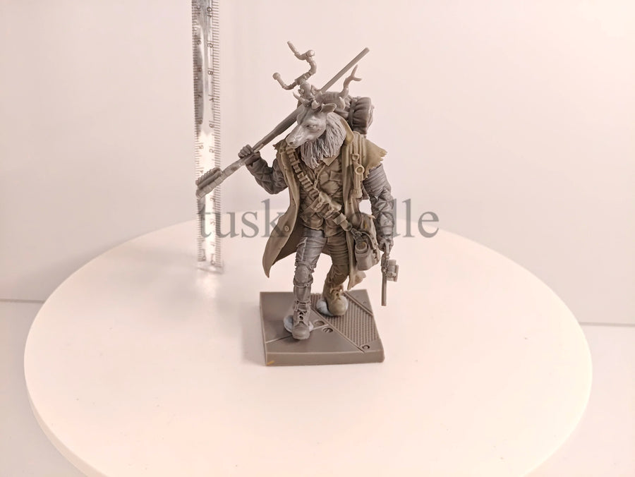 Fantasy Stag Warrior Mulant with Rifle and Pistols 1/24 Resin Figure Kit - resin model view 4