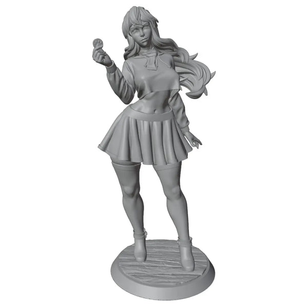 1/24 Long-Haired Woman in Pleated Skirt, Resin Model Figure Kit, Unassembled and Unpainted