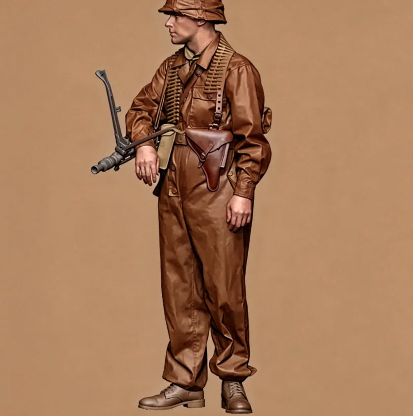 1/35 WWII German Infantry with Gas Mask, Resin Model Figure Kit, Unassembled and Unpainted