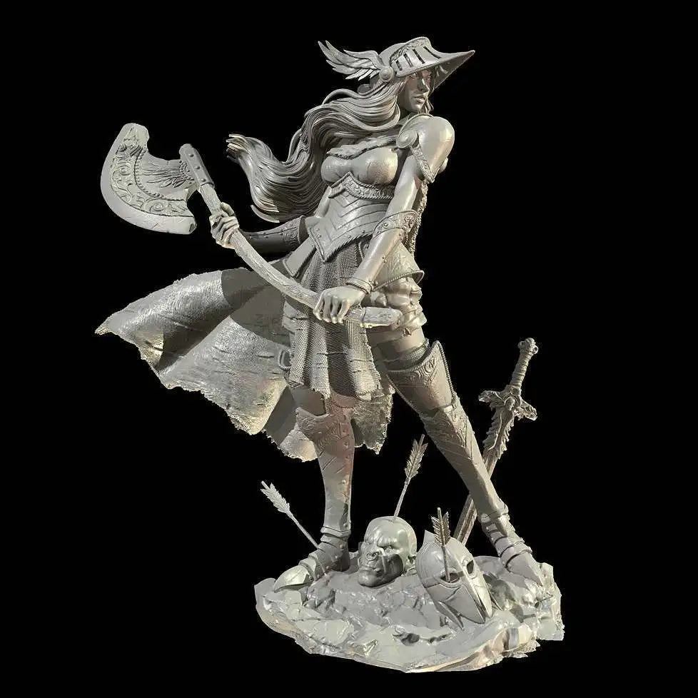 50mm Female Knight, Resin Model Figure Kit, Fantasy Theme, Unassembled and Unpainted