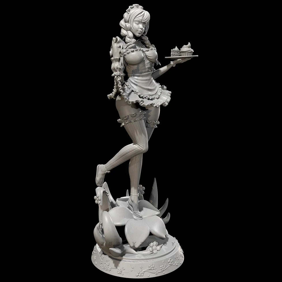 50mm Fantasy Female Maid, Resin Model Figure Kit, Fantasy Theme, Unassembled and Unpainted