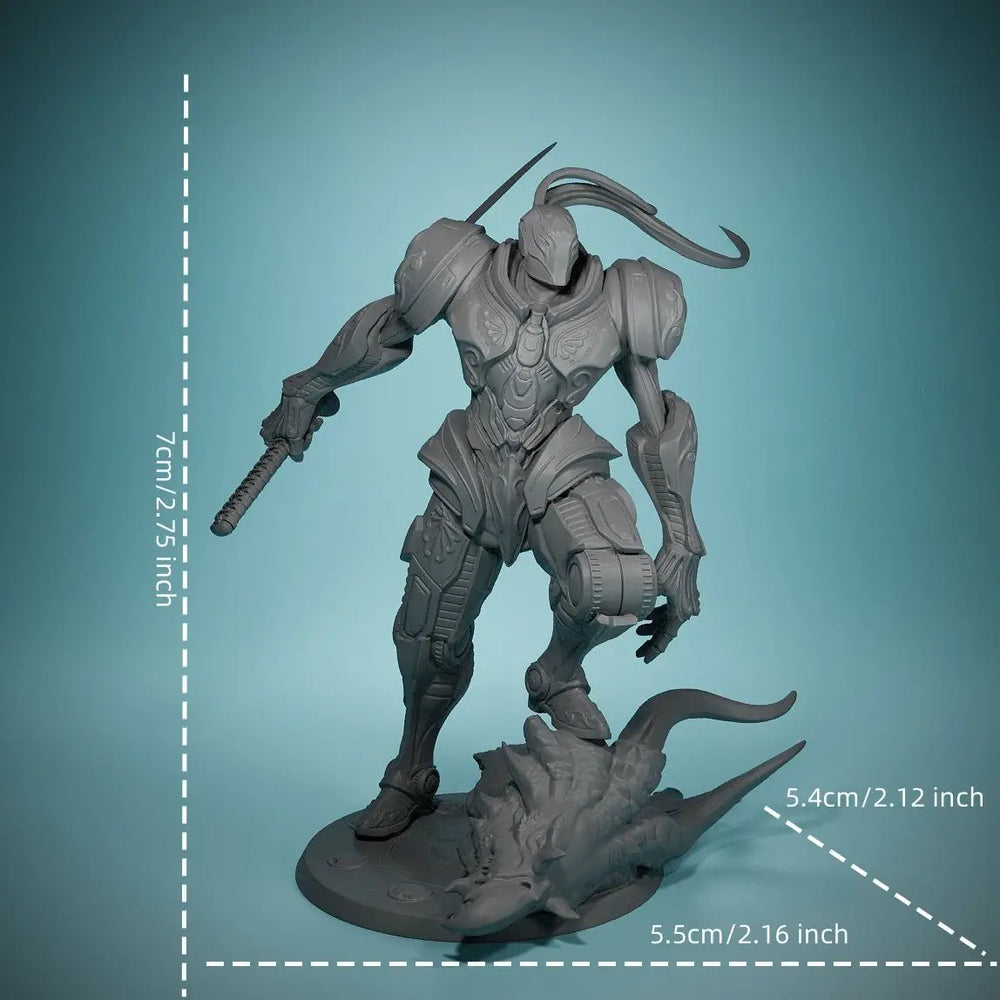 Ornate Demonic Warrior on Beast Base, Resin Model Figure Kit, Fantasy Theme, Unassembled and Unpainted