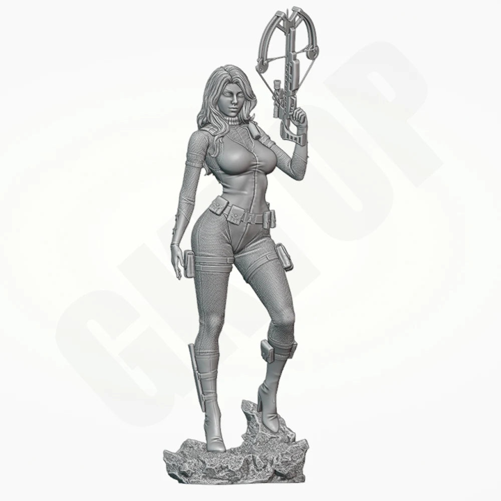 1/24 Red-Haired Warrior in Blue and Gold Tactical Suit, Resin Model Figure Kit, Fantasy Theme, Unassembled and Unpainted