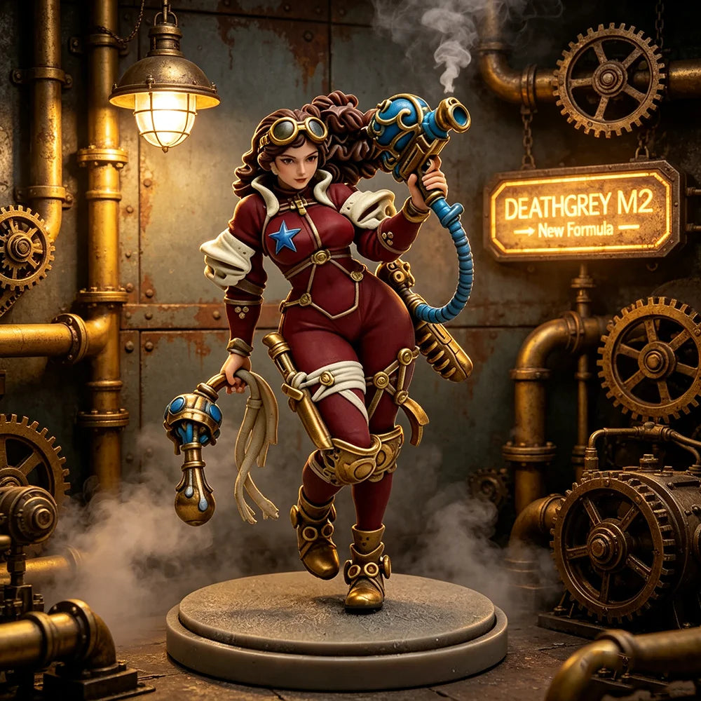38mm Steampunk Female Warrior, Resin Model Figure Kit, Fantasy Theme, Unassembled and Unpainted
