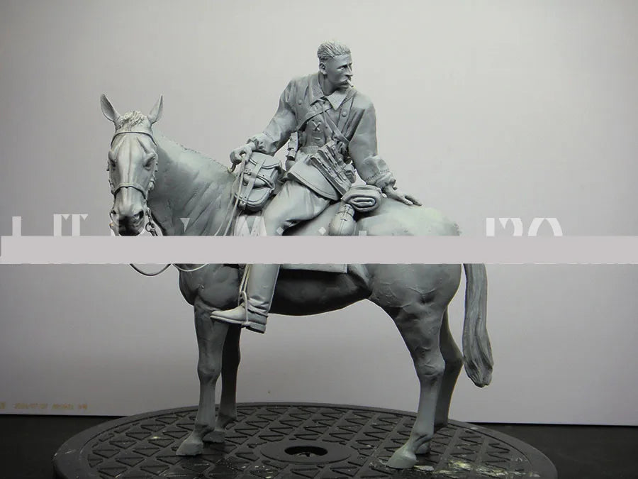 1/16 Napoleonic Cavalry Officer Mounted, Resin Model Figure Kit, Unassembled and Unpainted