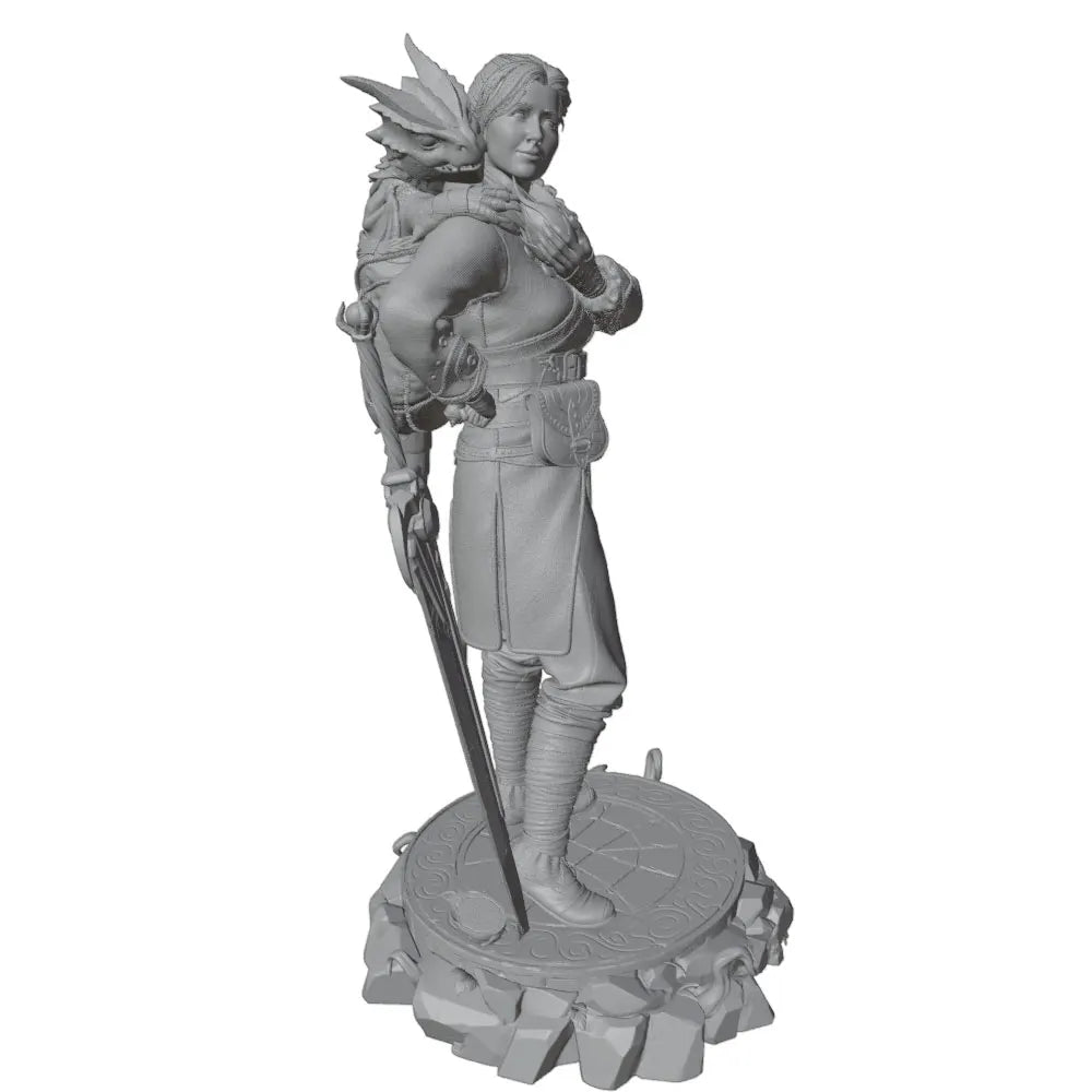 75mm Female Warrior with Spiked Mohawk and Greatsword, Resin Model Figure Kit, Fantasy Theme, Unassembled and Unpainted