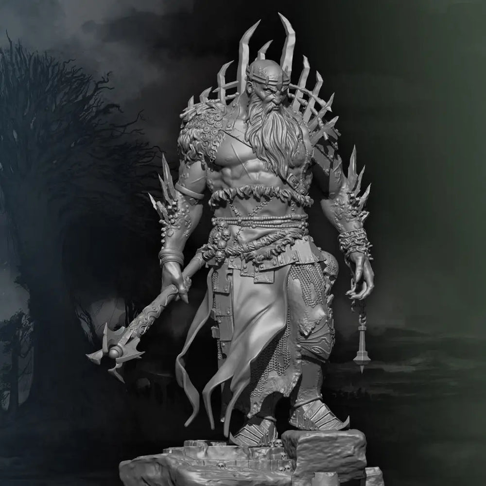 90mm Barbarian Warrior with Spiked Crown, Resin Model Figure Kit, Fantasy Theme, Unassembled and Unpainted