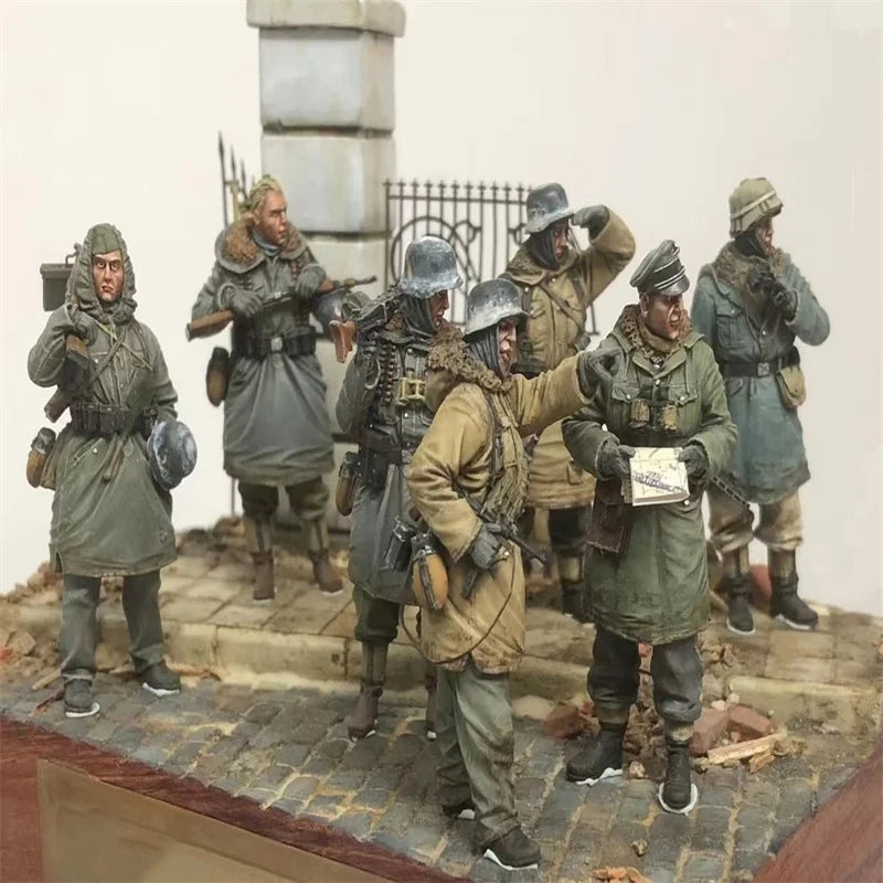 1/35 WWII German Infantry Squad Urban Defense, 8 Figures, Resin Model Figure Kit, Unassembled and Unpainted