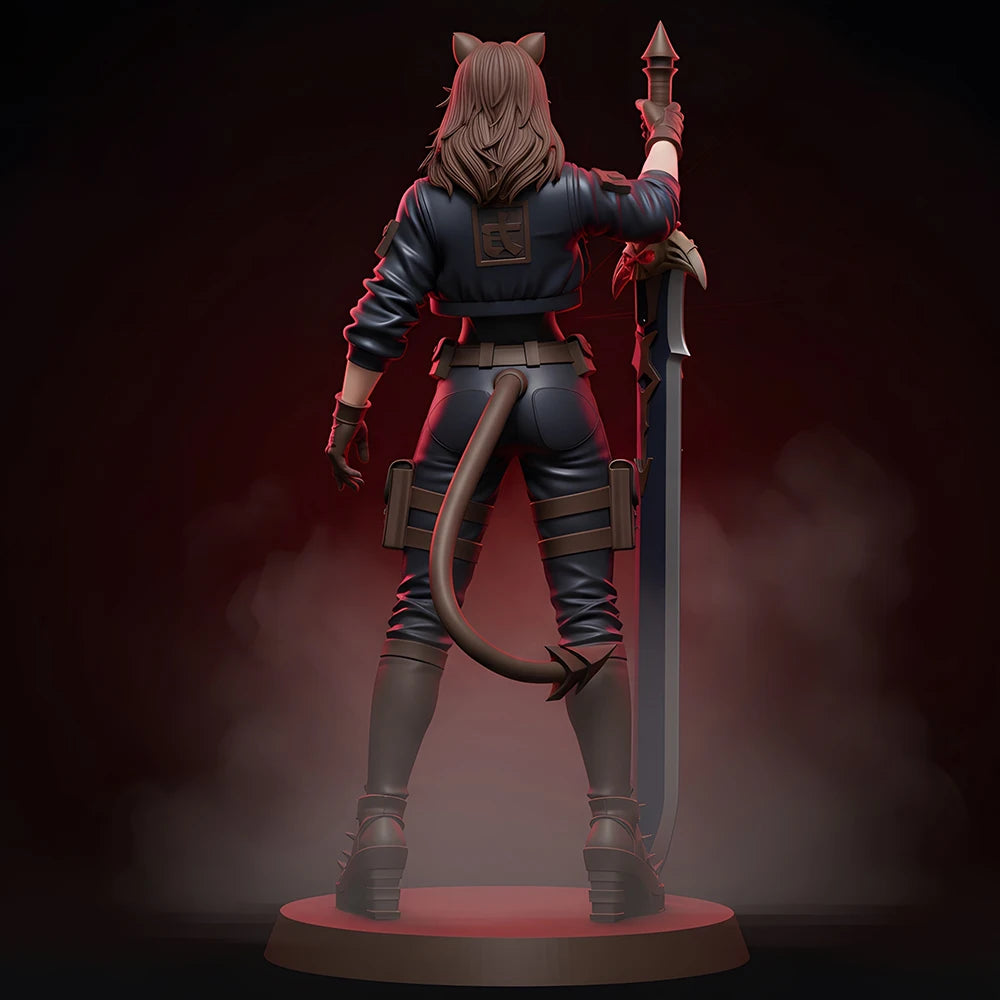 1/24 Cat Warrior Girl, Resin Model Figure Kit, Fantasy Theme, Unassembled and Unpainted