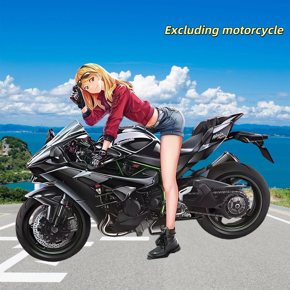 1/9 Blonde Biker Girl in Leather Jacket, Resin Model Figure Kit, Unassembled and Unpainted