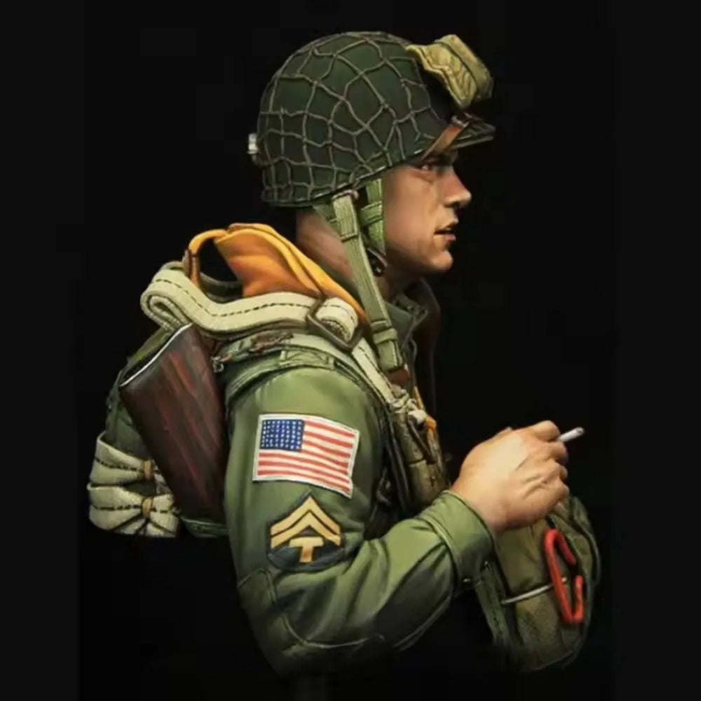 1/10 WWII US 101st Airborne Paratrooper, Resin Model Bust Kit, Unassembled and Unpainted