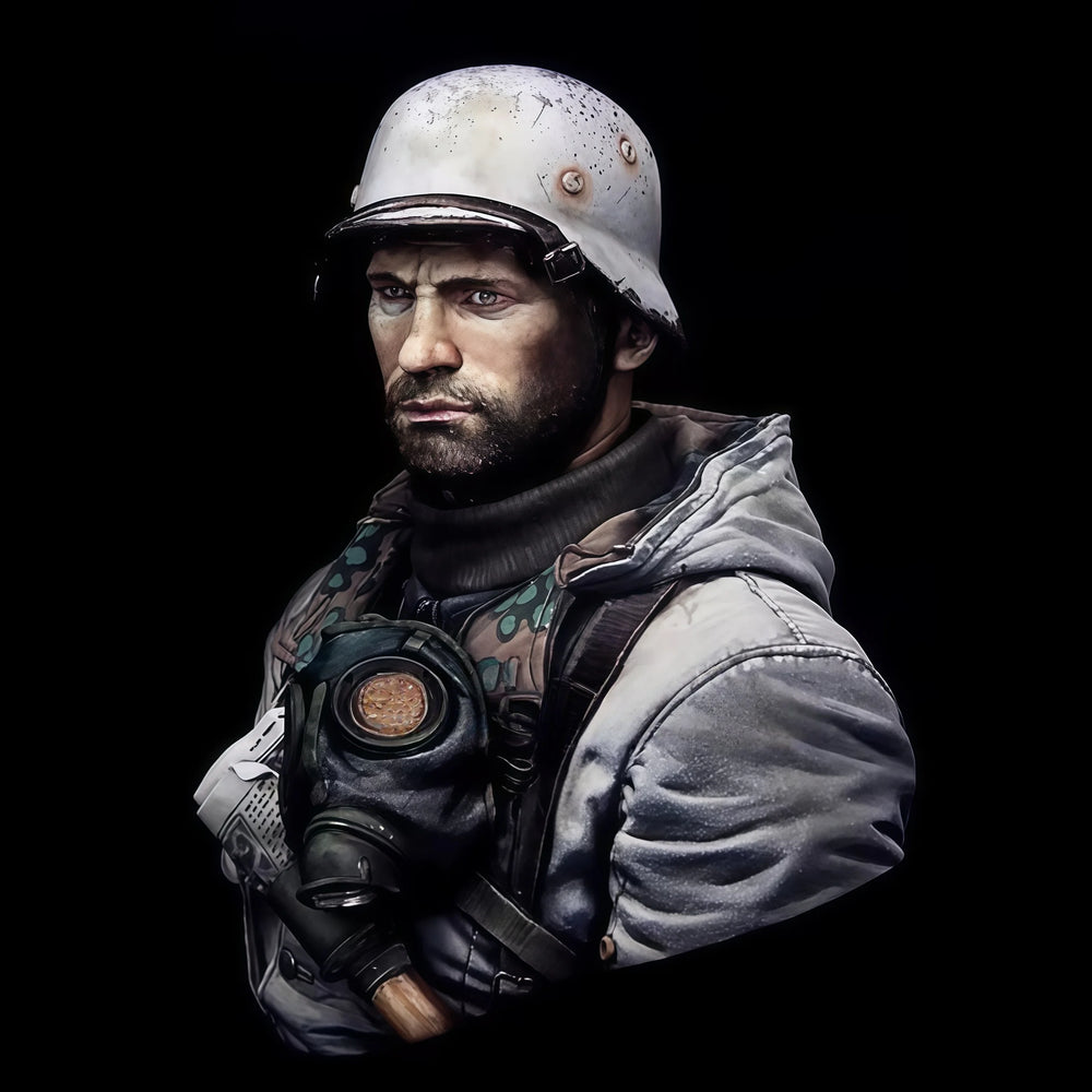 1/10 Modern Soldier with Gas Mask, Resin Model Bust Kit, Unassembled and Unpainted