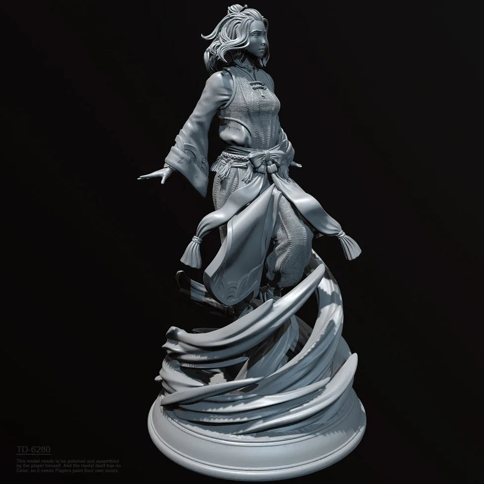 75mm Female on Flowing Base, Resin Model Figure Kit, Fantasy Theme, Unassembled and Unpainted