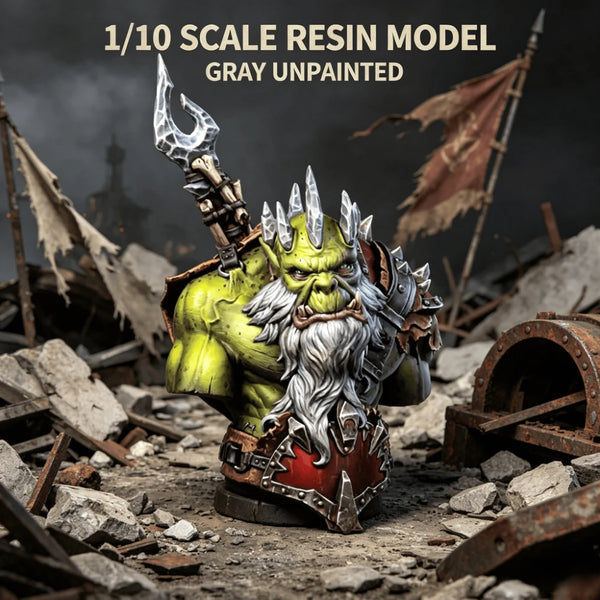 1/10 Orc Warlord with Spiked Crown, Resin Model Bust Kit, Fantasy Theme, Unassembled and Unpainted