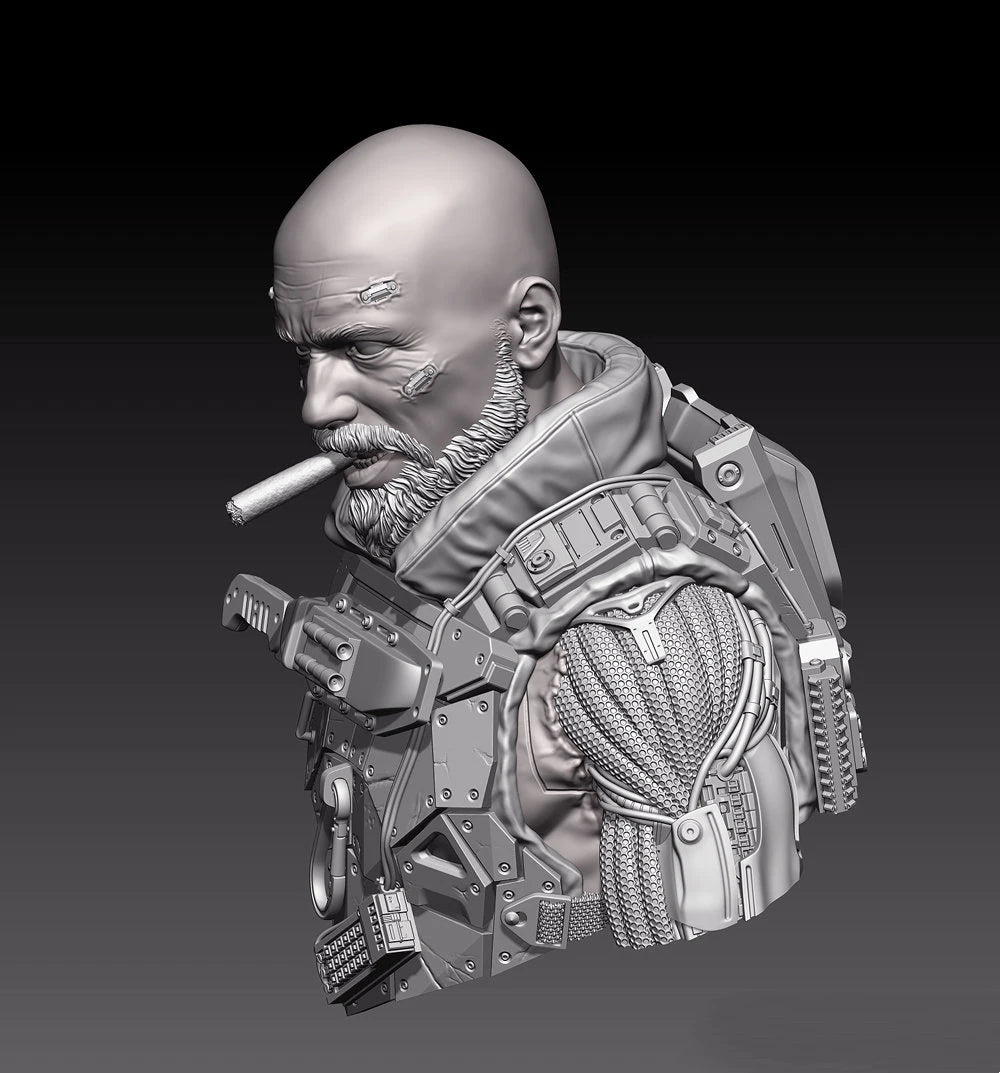 1/10 Modern Sci-Fi Soldier, Resin Model Bust Kit, Unassembled and Unpainted