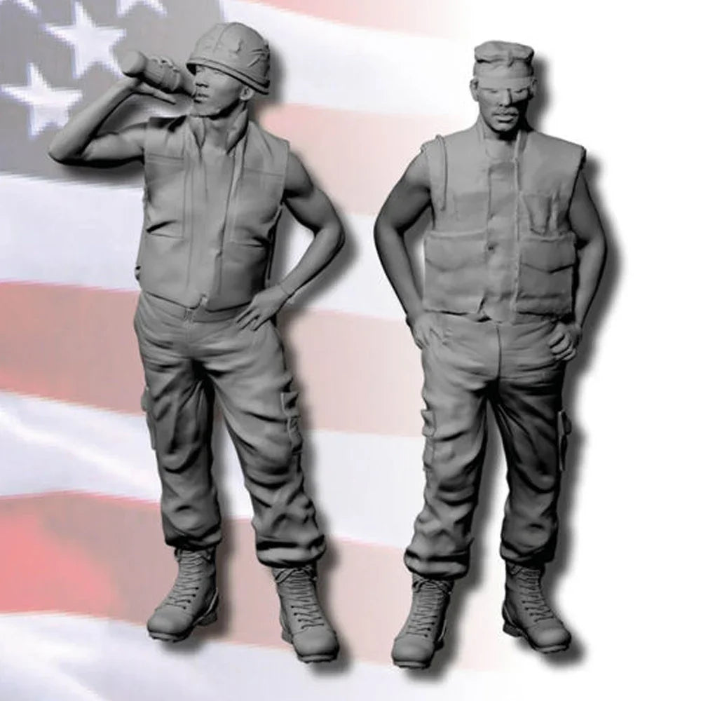 1/35 Vietnam War US Vietnam Soldiers, 2 Figures, Resin Model Figure Kit, Unassembled and Unpainted