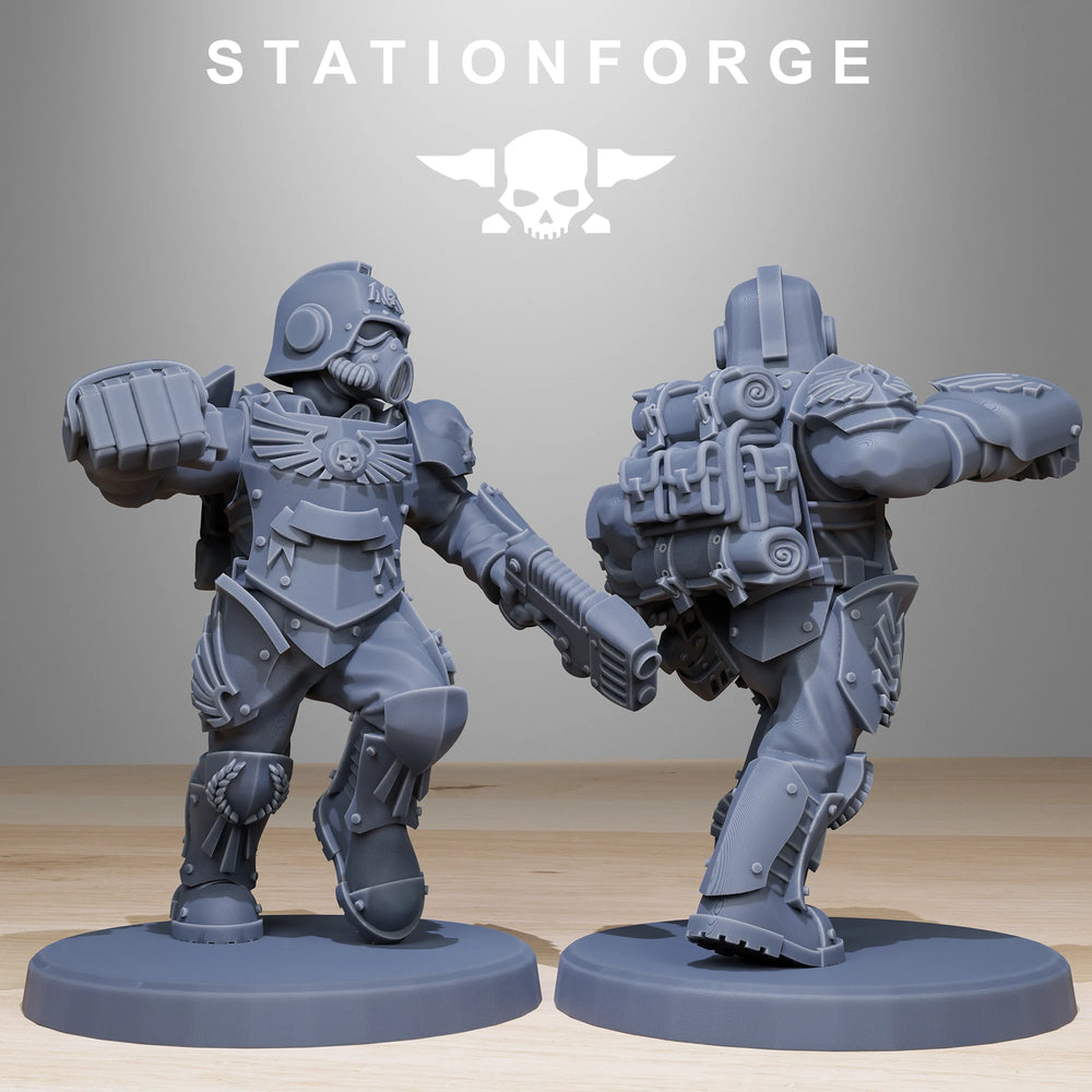 GrimGuard Elites Heavy Infantry, 18 Figures, Resin Model Figure Kit, Sci-Fi Theme, Unassembled and Unpainted