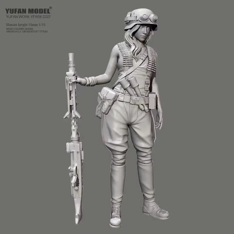 1/35 Modern Female Commando with Rifle, Resin Model Figure Kit, Sci-Fi Theme, Unassembled and Unpainted