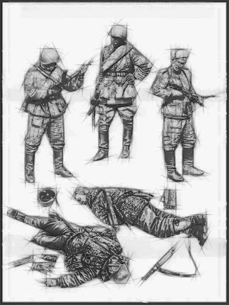 1/35 WWII Soviet Infantry Squad in Combat, 5 Figures, Resin Model Figure Kit, Unassembled and Unpainted