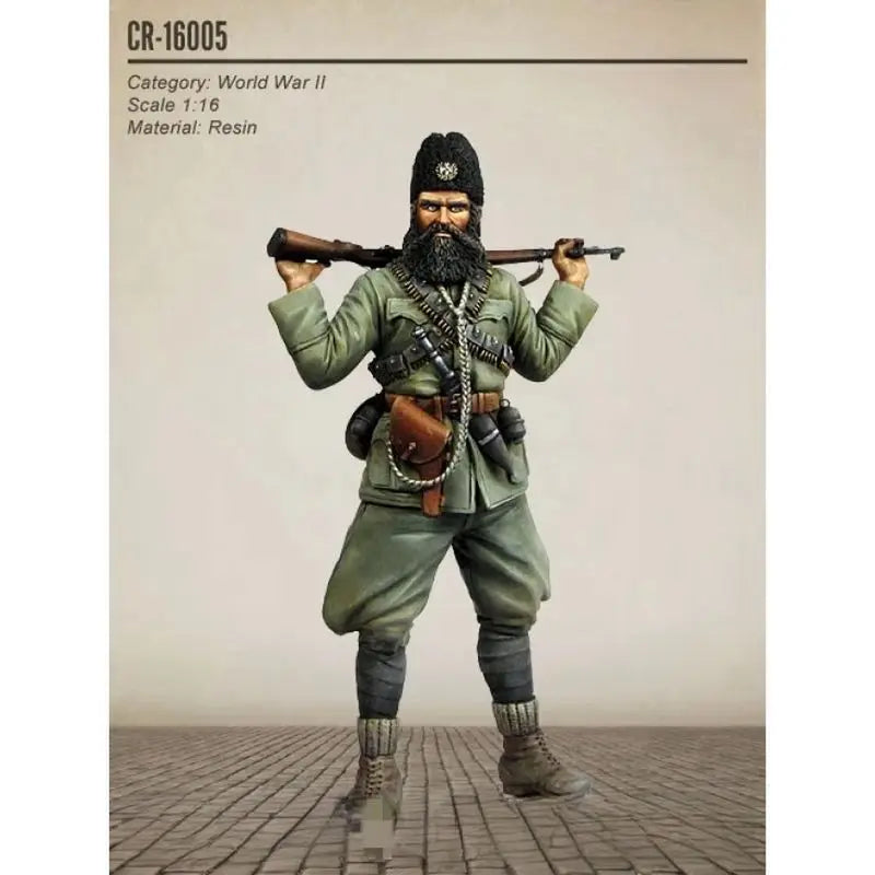1/16 WWII Bearded Russian Soldier Rifle Port Arms, Resin Model Figure Kit, Unassembled and Unpainted