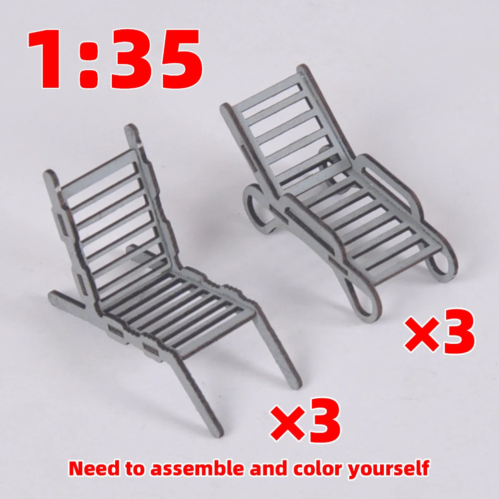 1/35 Beach Lounge Chairs, Resin Model Terrain Kit, Historical Theme, Unpainted