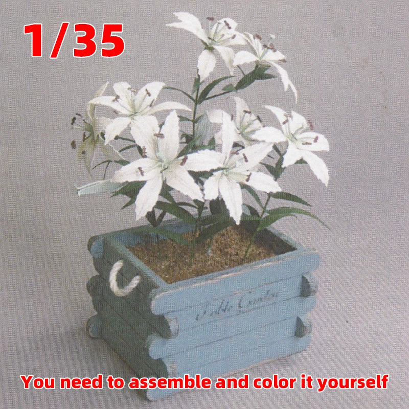 1/12 Lily Flowers, Resin Model Accessory Kit, Wildlife Theme, Unpainted