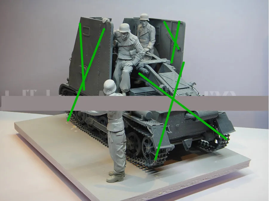 1/16 WWII German Anti-Aircraft Gun Crew on Half-Track, 3 Figures, Resin Model Figure Kit, Unassembled and Unpainted