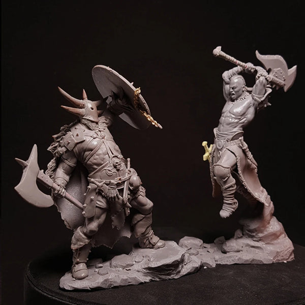 1/24 Medieval Fantasy Warriors Battle, 2 Figures, Resin Model Figure Kit, Unassembled and Unpainted
