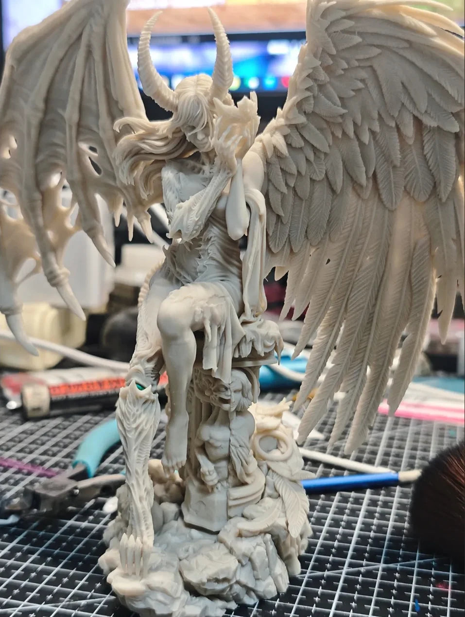 230mm Evil Angel Witch, Resin Model Figure Kit, Fantasy Theme, Unassembled and Unpainted