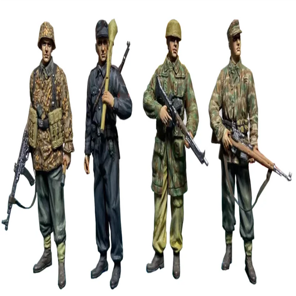 1/35 WWI German Infantry Pickelhaube Squad, 4 Figures, Resin Model Figure Kit, Unassembled and Unpainted