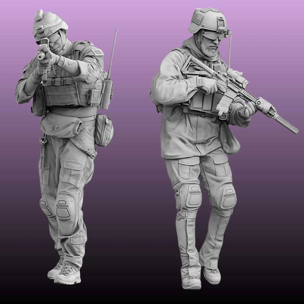 1/16 Modern Assault Team, 2 Figures, Resin Model Figure Kit, Unassembled and Unpainted