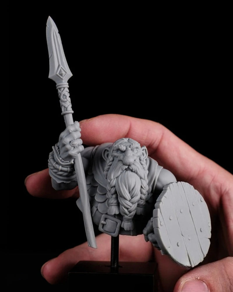 60mm Medieval Fantasy Dwarf Hunter, Resin Model Bust Kit, Unassembled and Unpainted