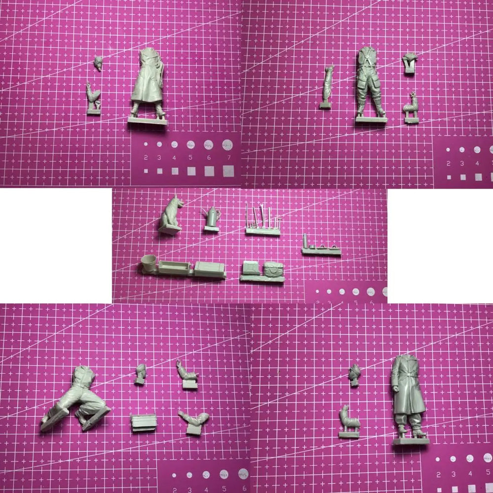 1/35 WWII Airfield, 8 Figures, Resin Model Diorama Kit, Unassembled and Unpainted