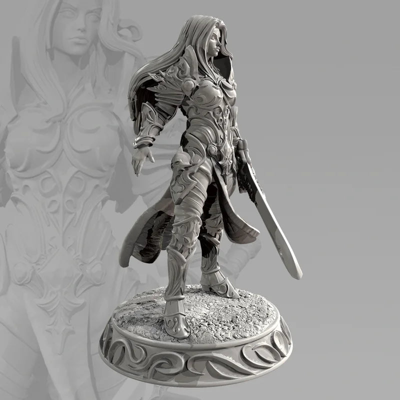 65mm Female Fantasy Swordswoman, 3 Figures, Resin Model Figure Kit, Fantasy Theme, Unassembled and Unpainted