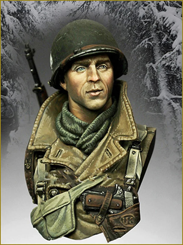 1/10 WWII German Infantry in Stahlhelm with Equipment, Resin Model Bust Kit, Unassembled and Unpainted