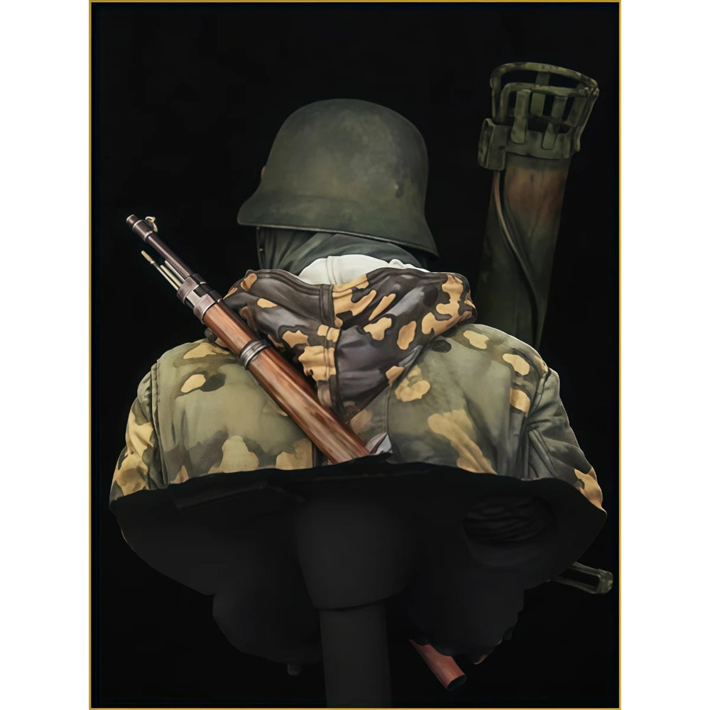 1/10 WWII German Panzerfaust Soldier, Resin Model Bust Kit, Unassembled and Unpainted
