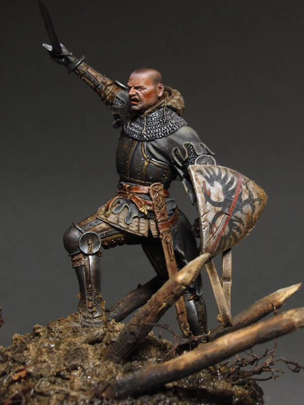 75mm Ancient Knight with Spear and Shield, Resin Model Figure Kit, Unassembled and Unpainted
