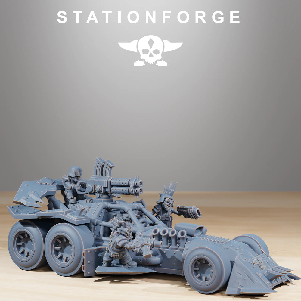 28mm Ork Speedsters, 6 Figures, Resin Model Vehicle Kit, Sci-Fi Theme, Unassembled and Unpainted