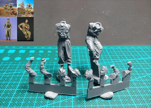 1/35 WWII German Afrika Korps Tank Crew, 3 Figures, Resin Model Figure Kit, Unassembled and Unpainted