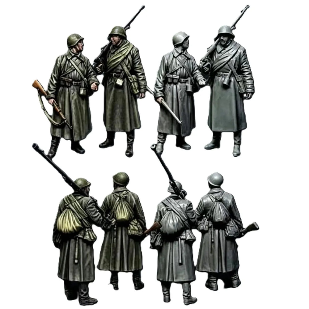 1/35 WWI Russian Civil War Infantry with Bayonetted Rifles, 8 Figures, Resin Model Figure Kit, Unassembled and Unpainted