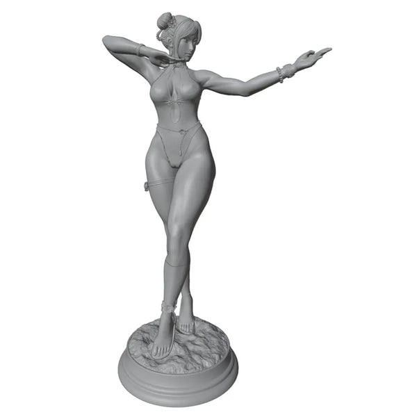 1/24 Classic Pinup with Raised Arm, Resin Model Figure Kit, Unassembled and Unpainted