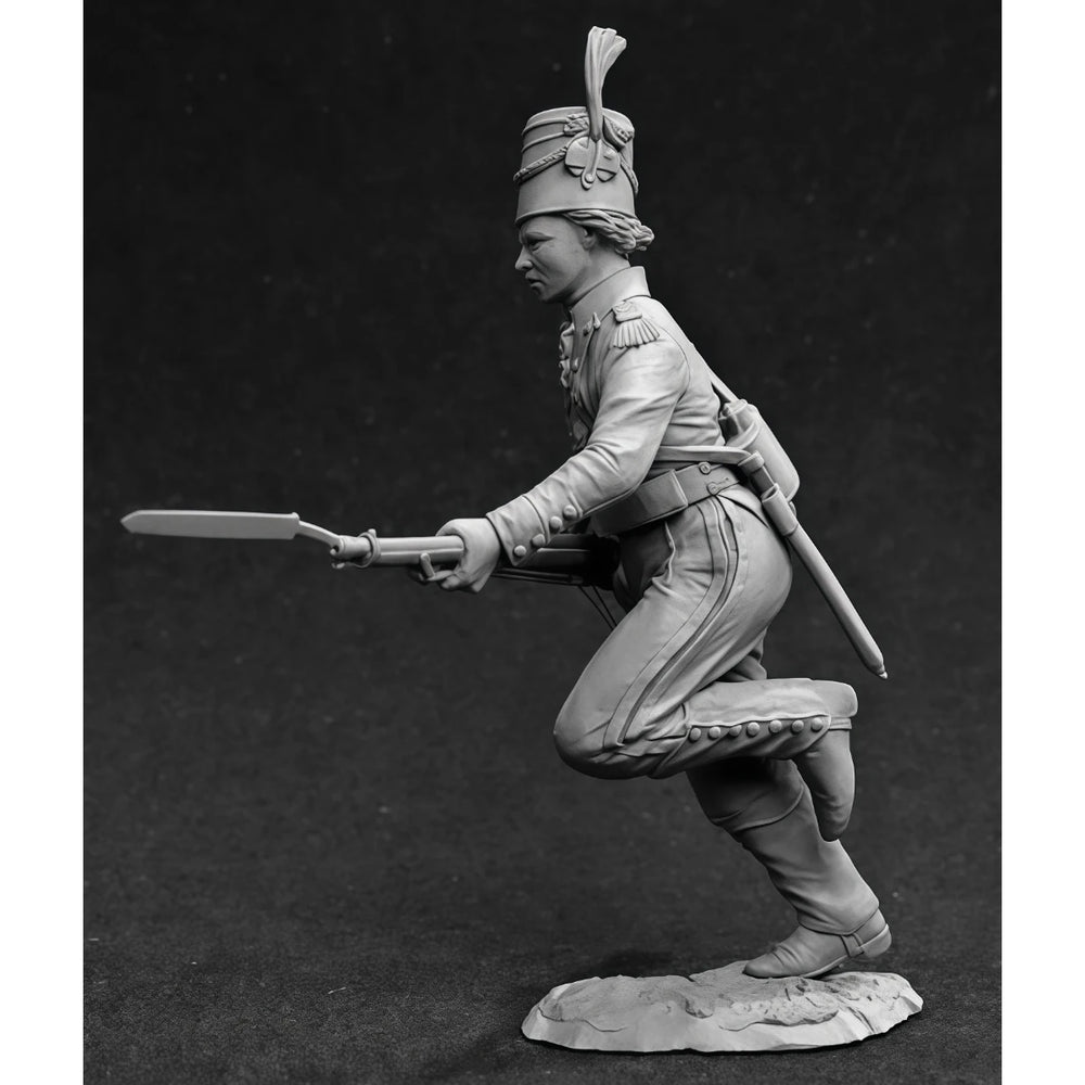 54mm Napoleonic Russian Grenadier Charging with Bayonet, Resin Model Figure Kit, Unassembled and Unpainted