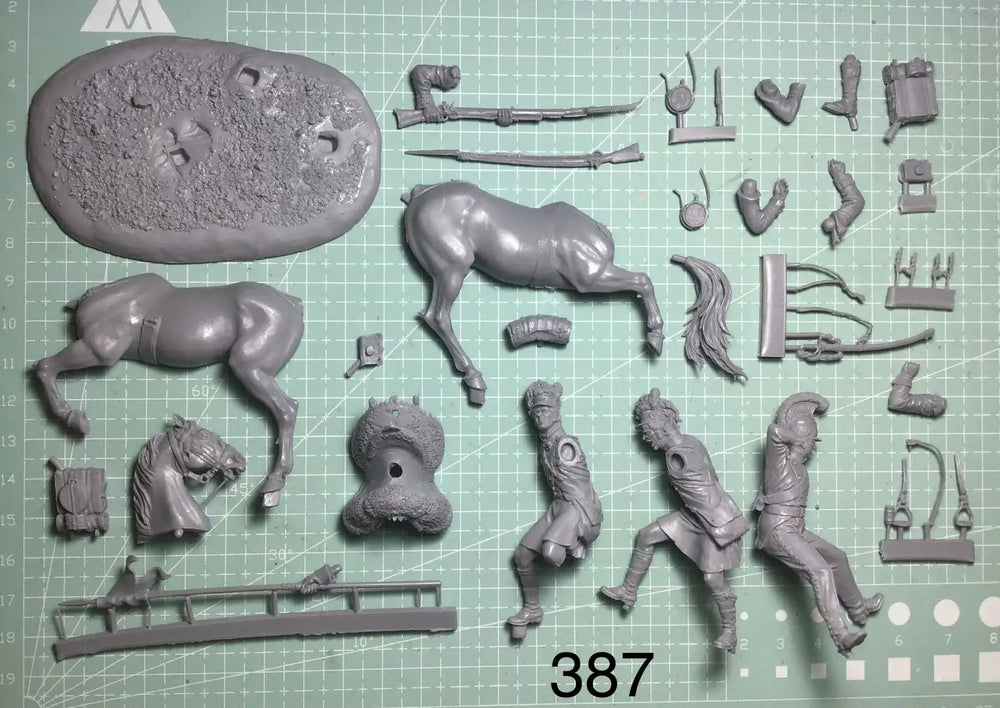 54mm Napoleonic Cavalry Charge, 4 Figures, Resin Model Figure Kit, Unassembled and Unpainted