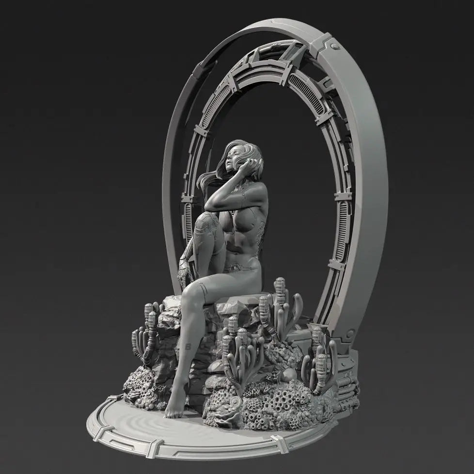 100mm Mechanical Girl, Resin Model Figure Kit, Sci-Fi Theme, Unassembled and Unpainted
