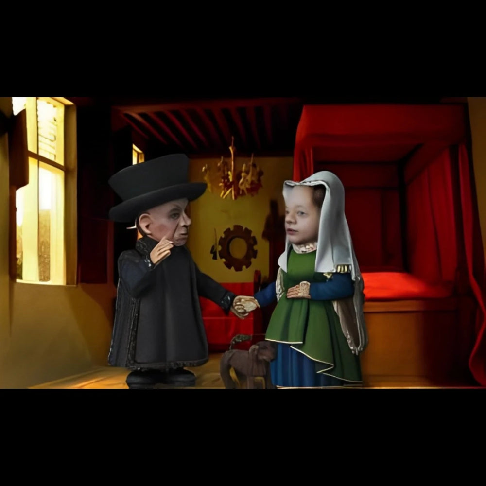 50mm Medieval Renaissance Arnolfini Couple with Dog, 3 Figures, Resin Model Figure Kit, Unassembled and Unpainted