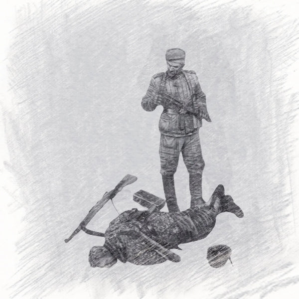1/35 WWII Soviet Vs German Soldiers, 2 Figures, Resin Model Diorama Kit, Unassembled and Unpainted