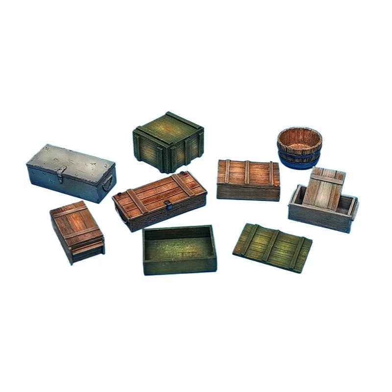1/35 WWII Supply Crates & Barrels, Resin Model Accessory Kit, Unpainted