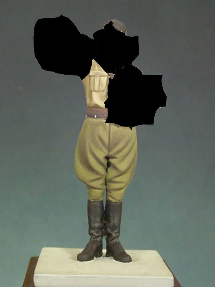 54mm WWI Flag Bearer in Khaki Uniform, Resin Model Figure Kit, Unassembled and Unpainted